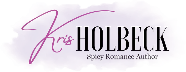 Kris Holbeck author logo in pink and black typography